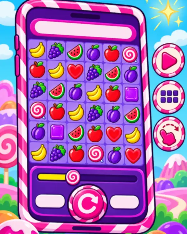 Sweet Bonanza in verticale su smartphone: griglia 6x5 e comandi raccolti nella parte bassa dello schermo