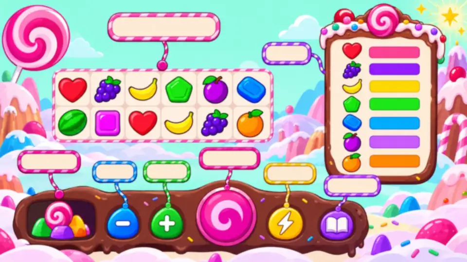 Pannello di gioco di Sweet Bonanza con puntata, tasto del giro, turbo, Ante Bet e tabella pagamenti
